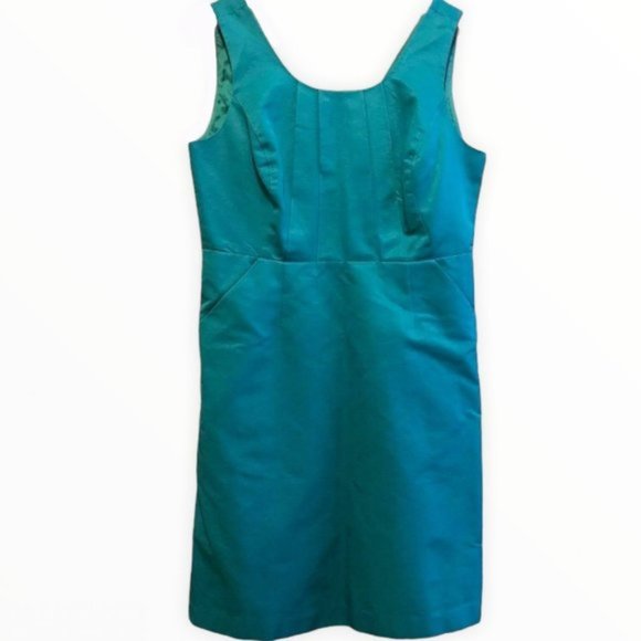 The Limited | Teal Blue Pin-Tuck Sleeveless Sheath Dress | Size 10 - Picture 1 of 10